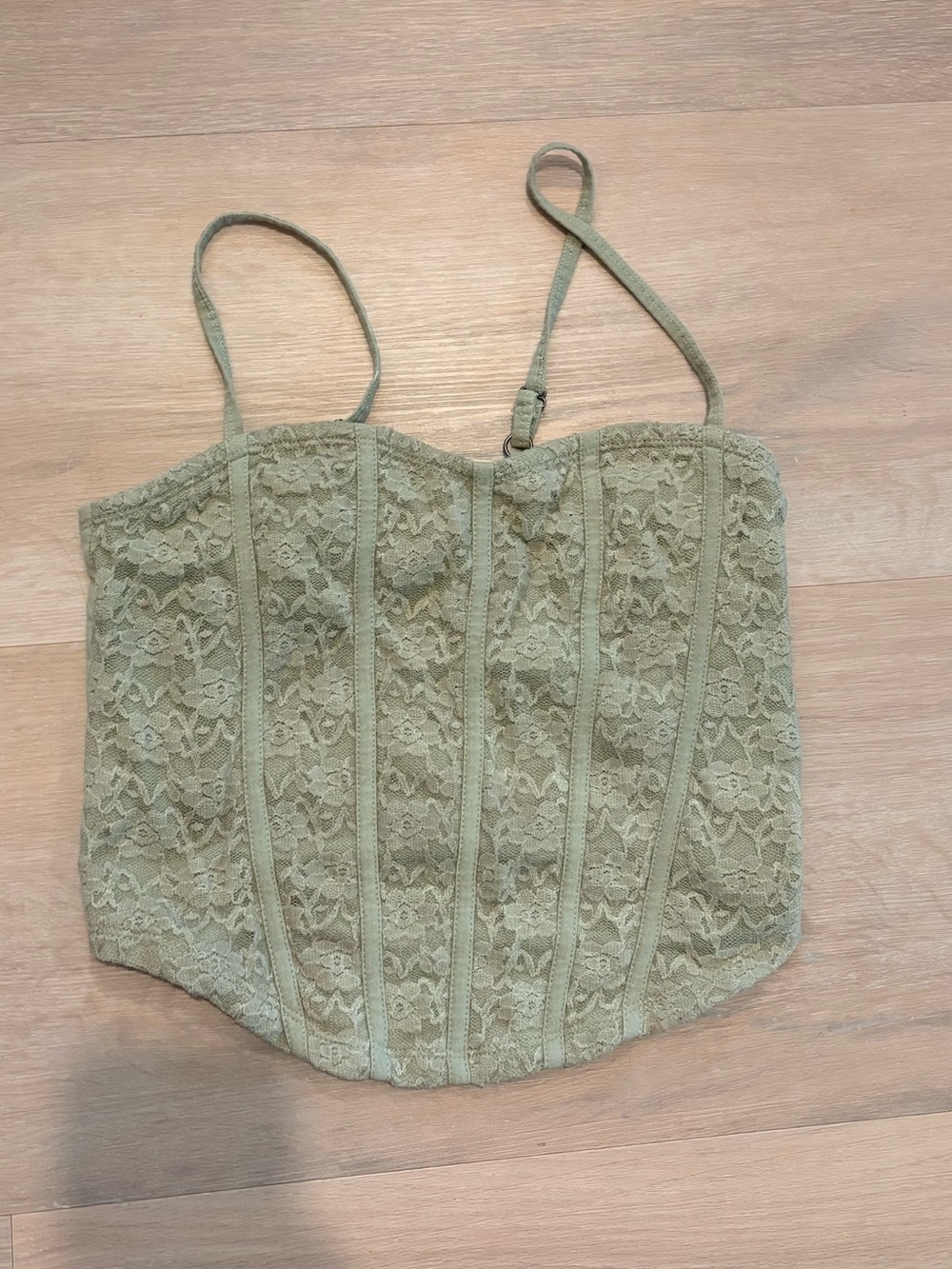 Hollister Sage Green Lace Bustier Camisole